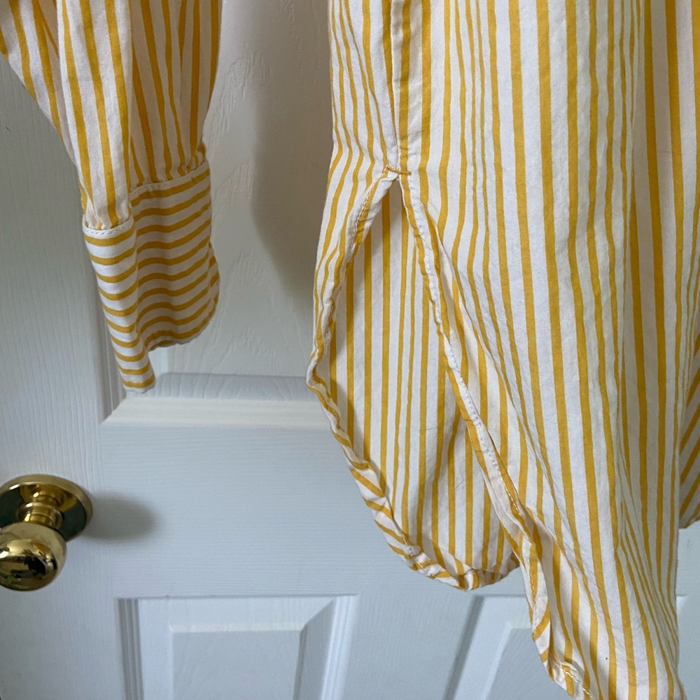 Maeve by Anthropologie Yellow & White Striped Shirt Small S - Picture 4 of 5